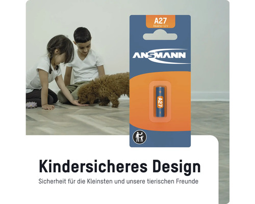 Ansmann A27 Alkaline Batterie im kindersicheren Design