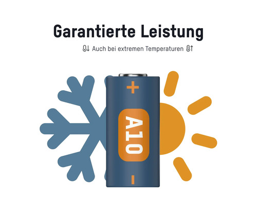 Batterie mit dem Symbol für Temperaturbeständigkeit