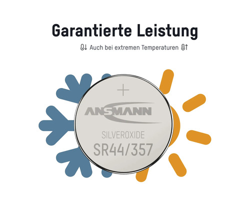 Ansmann Silberoxid Knopfzelle SR44 357 für extreme Temperaturen