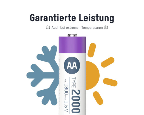 AA Batterie mit Leistungsgarantie auch bei extremen Temperaturen