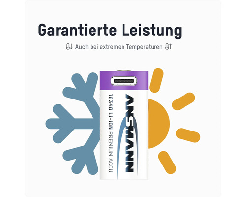 Ansmann 16340 Lithium-Ionen Akku für extreme Temperaturen