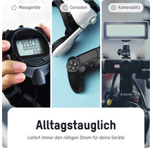 Elektronische Geräte: Stoppuhr, Kopfhörer, Spielkonsole und Kamerablitz