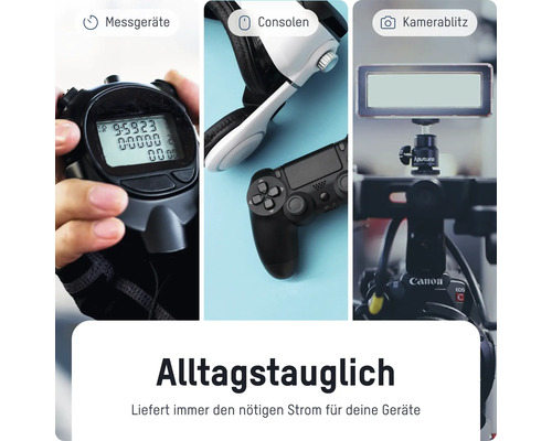 Elektronische Geräte: Stoppuhr, Kopfhörer, Spielkonsole und Kamerablitz