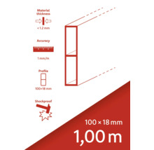 Materialstärke weniger als 1,2 mm, Genauigkeit 1 mm pro Meter, Profil 100 x 18 mm, stoßfest, Länge 1,00 m