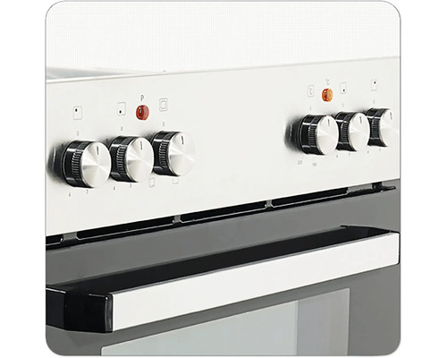 Detailansicht eines Elektroherds mit Drehknöpfen zur Temperaturregelung