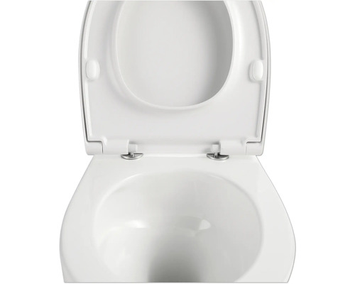Weiße Toilette mit offenem Deckel für das Badezimmer