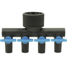 Verteiler mit vier Ausgängen und Absperrhähnen