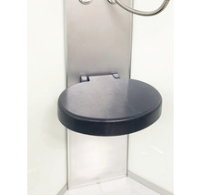 Runder Duschsitz zur Wandmontage in einer Duschkabine