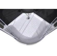 Eckdusche mit Duschwanne und Abfluss