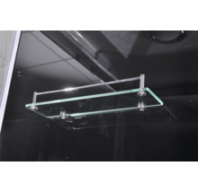 Glasablage im Duschbereich mit Metallhalterung