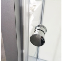 Detailaufnahme eines Duschkabinentürgriffs