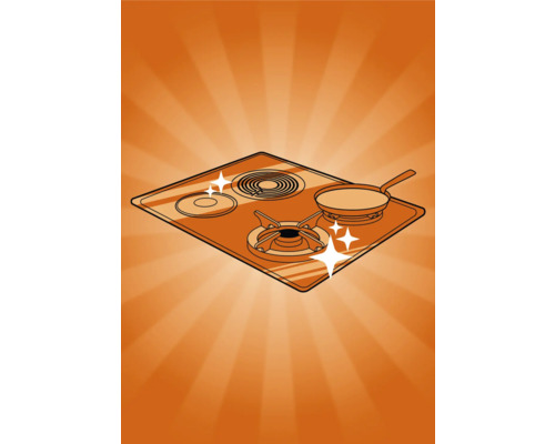 Sauberer Herd mit Kochfeld und Bratpfanne