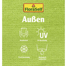 FloraSelf Logo. Geeignet für den Außenbereich. Handarbeit. UV-beständig. Frostbeständig. Bodenloch vorhanden.
