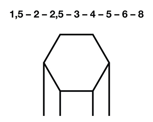 Symbol für Innensechskant-Schraubenschlüsselgrößen von 1,5 bis 8