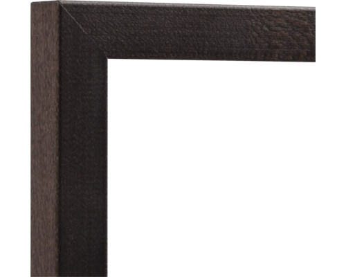 Eckdetail eines dunklen Holzbilderrahmens