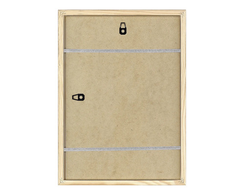 Rückseite eines Bilderrahmens mit Holzrahmen und Aufhängern