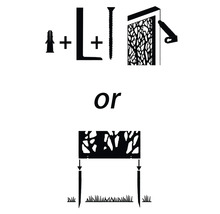 Abbildung von zwei Befestigungsarten für einen Sichtschutz: Winkelmontage oder Erdspießmontage.