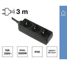 Dreifach-Steckdosenleiste mit 3 Meter Zuleitung
