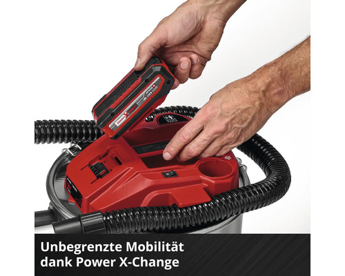 Akkusauger mit Power X-Change Akku wird eingesetzt