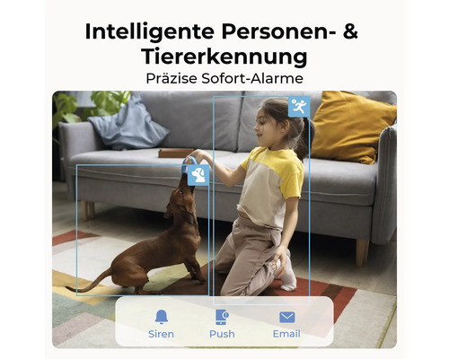 Intelligente Personen- und Tiererkennung für sofortige Alarme