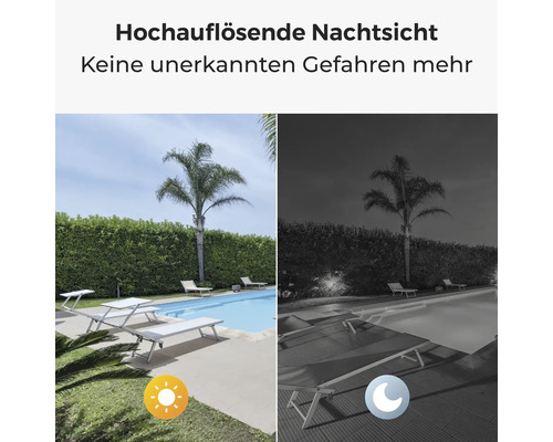 Produktbild zeigt eine Überwachungskamera mit hochauflösender Nachtsichtfunktion