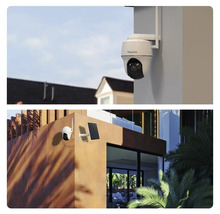 Reolink Überwachungskamera mit Solarmodul an Hauswand