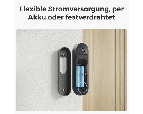 Reolink Video Türklingel an der Wand mit Akkubetrieb
