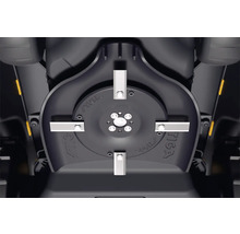 Mähdeck mit vier Messern eines Stiga Mähroboters.