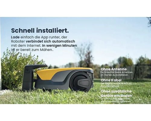 Mähroboter auf Rasenfläche für Garten.