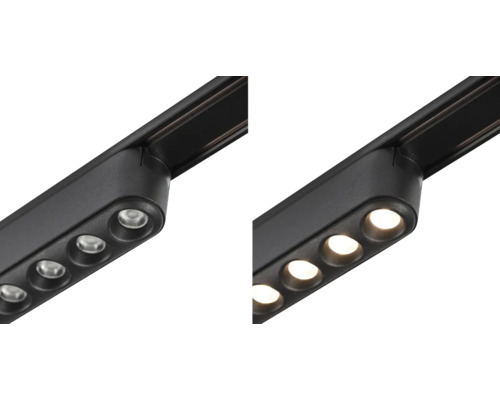 Stromschienenstrahler mit vier Leuchten im Detail