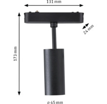 Abbildung der Maße eines schwarzen Schienenstrahlers