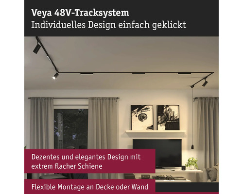 Veya 48V-Track Beleuchtungssystem im Wohnzimmer mit Spots an der Decke
