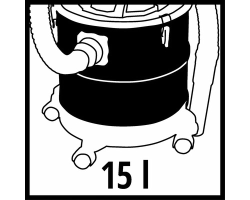 Symbol für Nass Trockensauger mit 15 Liter Volumen