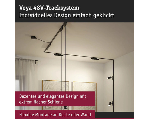 Veya 48V Schienensystem zur individuellen Decken- oder Wandmontage