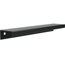 Schwarzer, minimalistischer Möbelgriff aus Metall, Kantenprofilgriff für moderne Schränke.