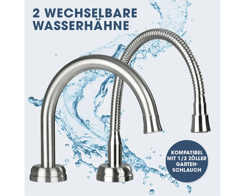 Zwei austauschbare Wasserhähne, kompatibel mit einem 1/2-Zoll-Gartenschlauch