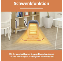 Quarzheizer mit zuschaltbarer Schwenkfunktion im Raum