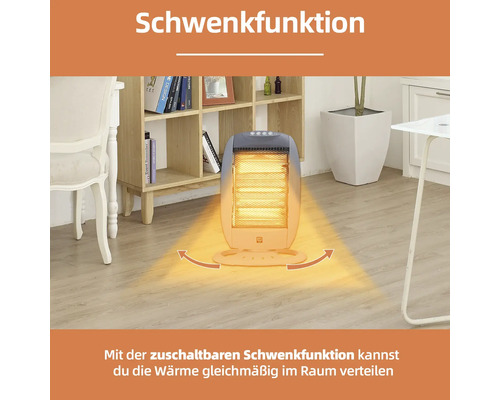 Quarzheizer mit zuschaltbarer Schwenkfunktion im Raum