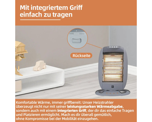 Elektrischer Heizlüfter mit Griff zur einfachen Handhabung