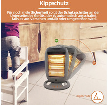 Bild eines Heizlüfters mit Kippschutzfunktion, der automatisch abschaltet, wenn er umfällt