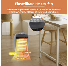Heizstrahler mit drei einstellbaren Heizstufen und maximal 1200 Watt Leistung