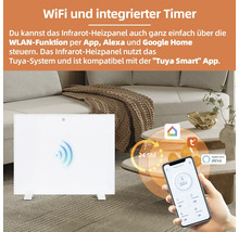 Infrarotheizung mit WLAN Funktion und integriertem Timer im Wohnraum.