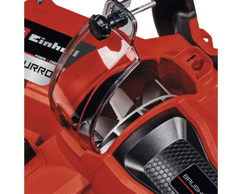 Detailansicht eines Häckslers mit offenem Gehäuse