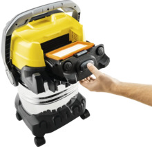 Gelb schwarzer Nass Trockensauger mit auswechselbarem Filter