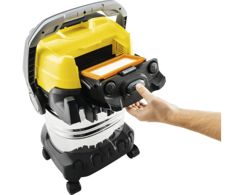 Gelb schwarzer Nass Trockensauger mit auswechselbarem Filter