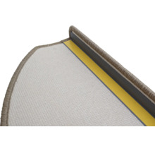 Detailansicht einer Treppenstufe mit Teppich und Befestigungsstreifen