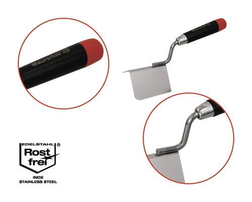 Maurerlob Eckenspachtel aus Edelstahl mit Griff