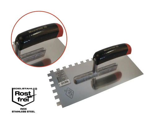 Zahnspachtel aus Edelstahl mit schwarzem Griff