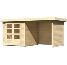 Holzgartenhaus mit Doppeltür und Anbau