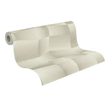 Vliestapete mit geometrischem Muster in 3D-Optik in Beige mit feiner Struktur.